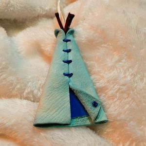 Unique 1 of a kind Leather Bag Charm/Key Chain - Teepee